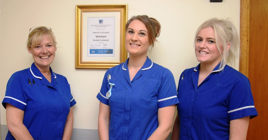 Hayley Leyland, Jess McDonald and Stacey Vass - Nutrition Nurse Specialists at Newcastle&rsquo;s Freeman Hospital who won 2019's British Society of Gastroenterology Nurses Association (BSGNA) Nurse&rsquo;s Award