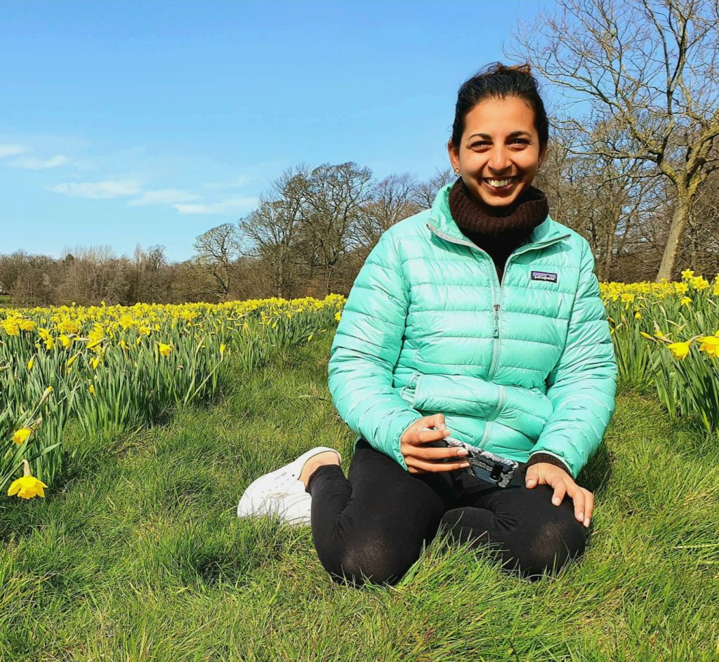 A photo of Sanjana outdoors after her operation. 