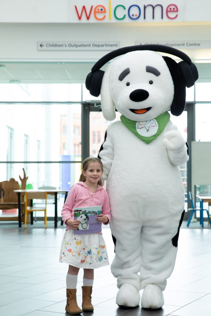 Bobby with Belle Talbot outside the children's outpatient department at the Great North Children's Hospital