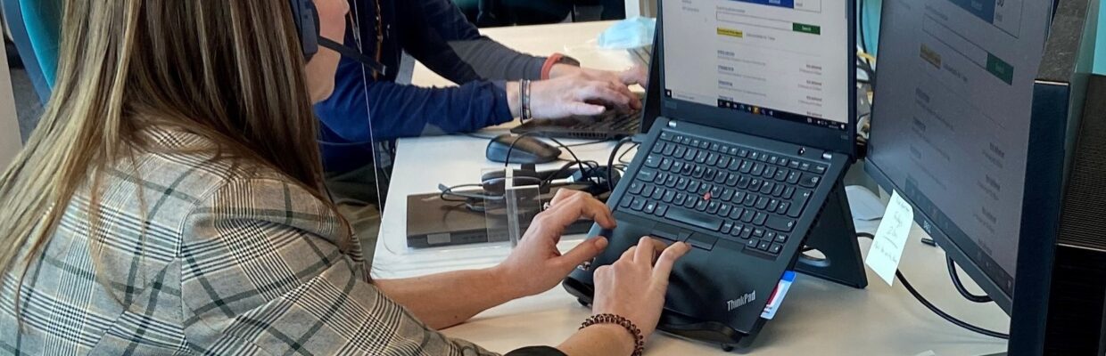 NHS staff working on computers