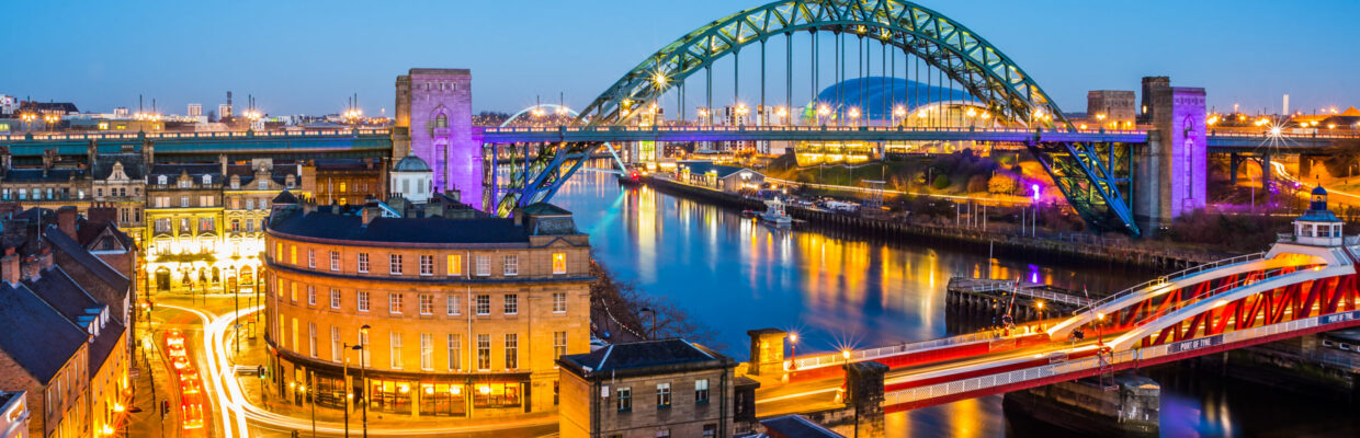 An image of Newcastle quayside at night