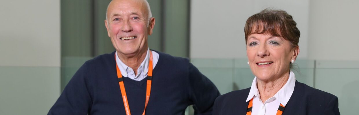 Two of our volunteers at the Royal Victoria Infirmary